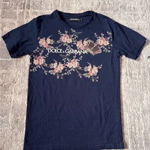 Dolce & Gabbana Navy Floral T-Shirt